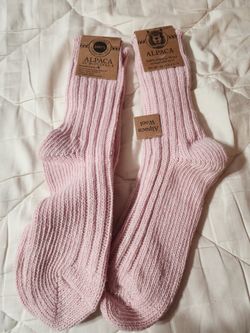 Pink Alpaca Wool Socks 