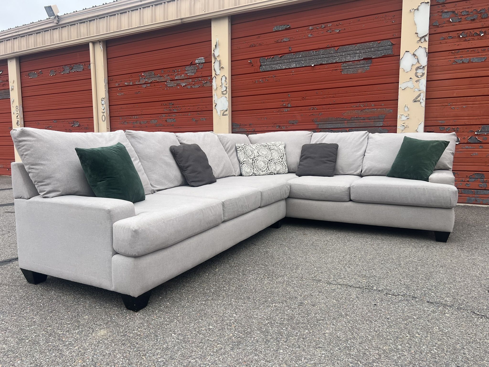 Large Light Gray Living Spaces Sectional Sofa Couch