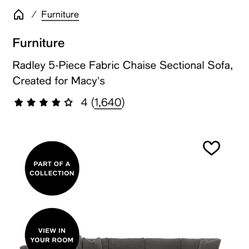 Macy’s Sofa Couch Grey Sectional