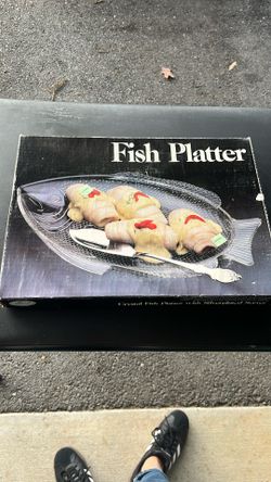 Vintage Glass Platter With Silver Server