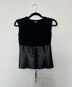 BEBE  Brand Modern Shirt Half Leather Half Cotton 