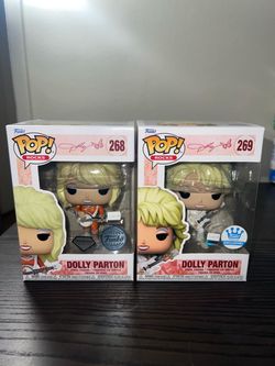 2 VAULTED EXCLUSIVE Dolly Parton Funko Pops Rocks #269 SPECIAL EDITION DIAMOND GLITTER #268 Country