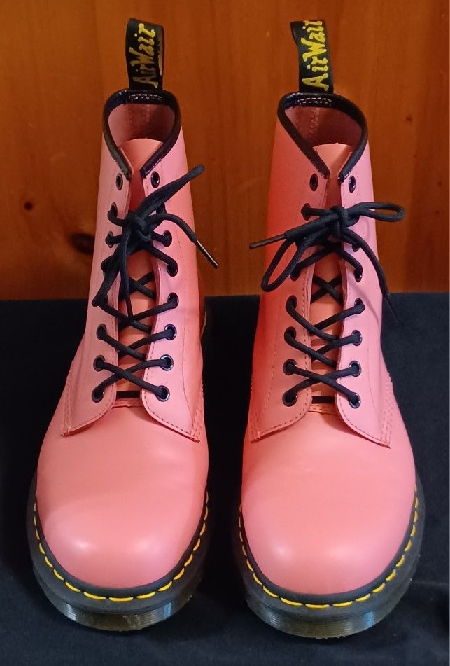 Doc Martens 1460 Smooth Acid Pink Leather Combat Boots Women's Size 12 Men's 11