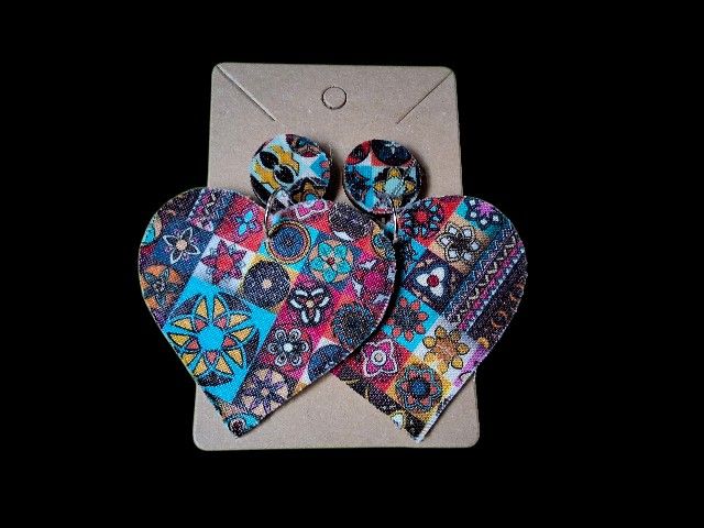 Colorful circle and heart earrings