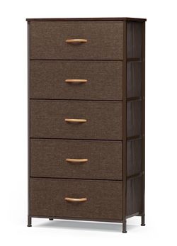 Brown 5 Drawer Vertical Dresser Storage Tower Chest