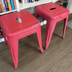 Red Metal Stools