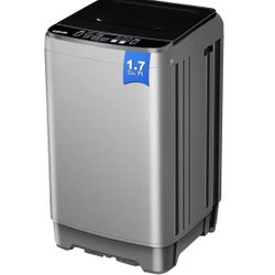 1.7 Cu. Ft Portable Washing Machine - Compact Washer w/10 Cycles Full-Automatic,24-Min Quick Wash, Water Levels,55 dB,Top Load, Water Recycle,Self-Cle