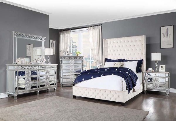 QUEEN BED FRAME BEIGEVELVET 84” (ACFABRICE) $649