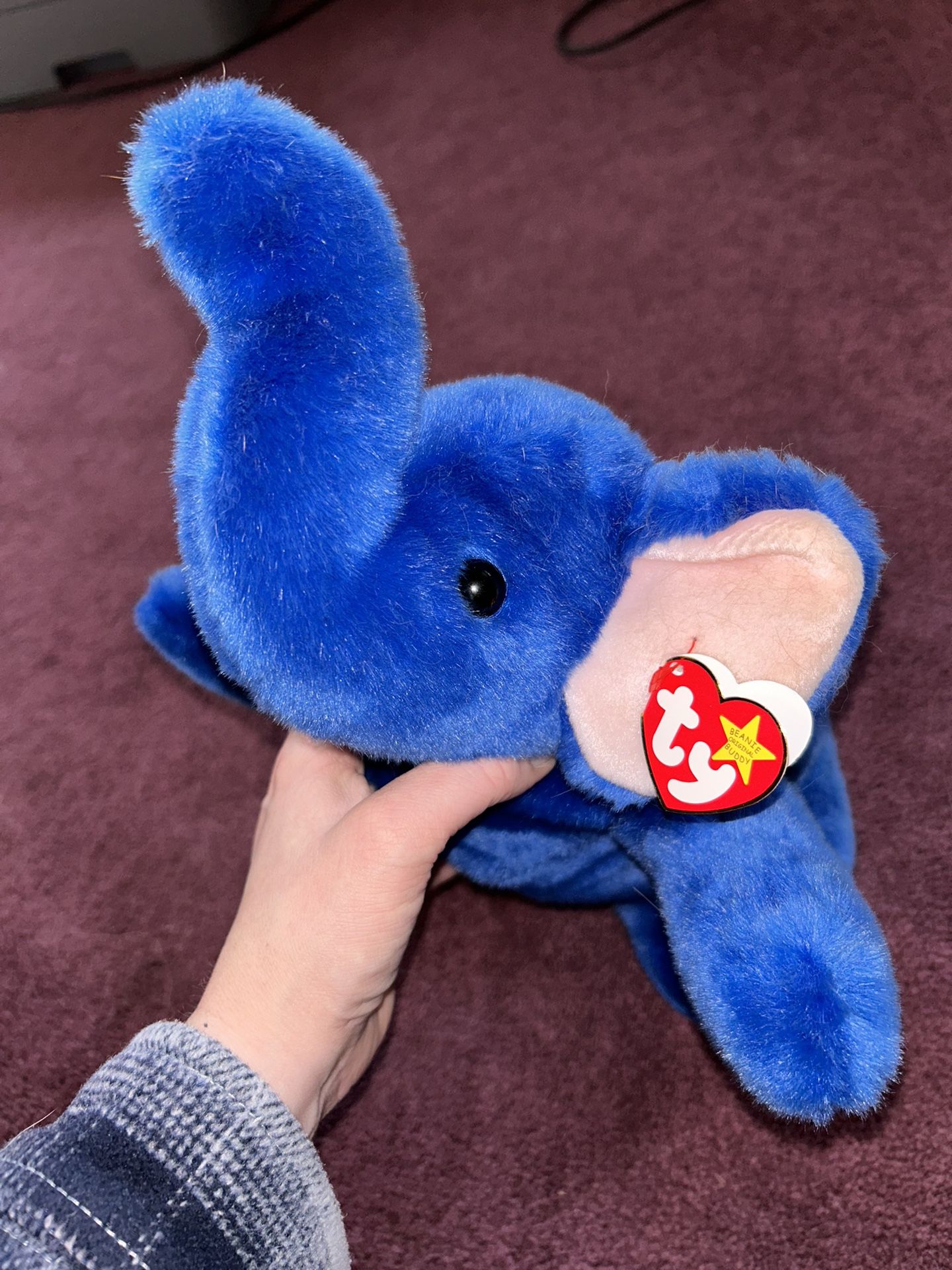 "Peanut" Royal Blue Elephant TY Rare Beanie Buddy 1998 Collectors Item 