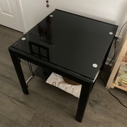 Side Table Glass Top With Shelf New 