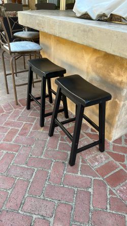 2 Black Solid Wood Barstools  24 Inches , 2 Feet High