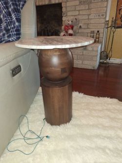 Round Marble Top Pedestal Side Table