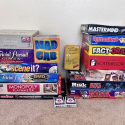 Large Board Game Lot – Risk, Trivial Pursuit (1980s), Monopoly, Scene It & Mor