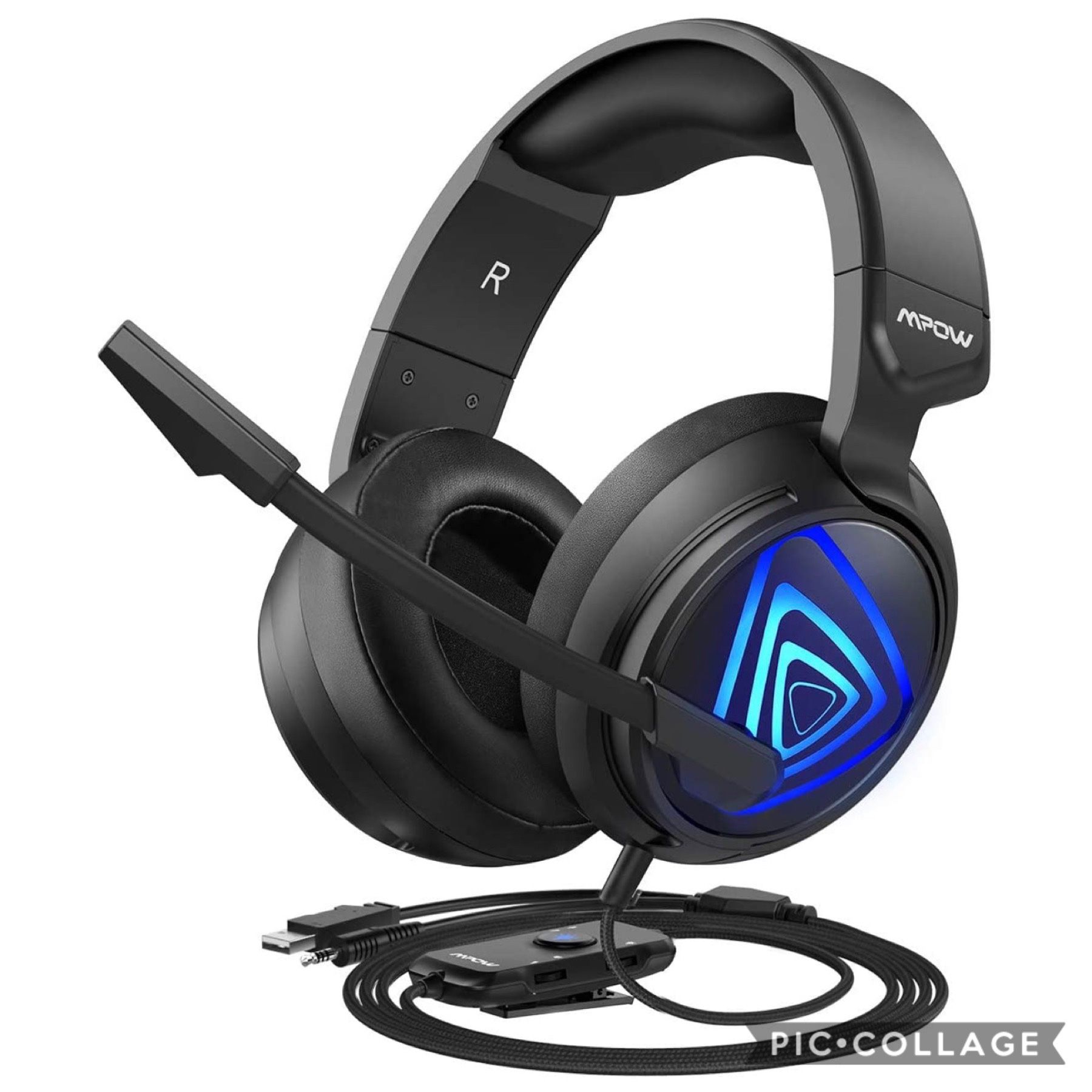 Gaming Headset for Xbox One, PS4 Headset with Noise Canceling Mic & 7.1 Stereo Surround Bass, Xbox One Headset with LED Light, Over Ear Headphones -