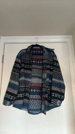 Aztec Print Button-Up Shirt Jacket