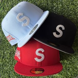 Supreme rhinestones fitted hats size 7, 7 1/8, 7 1/4, 7 3/8, 7 1/2, 7 5/8