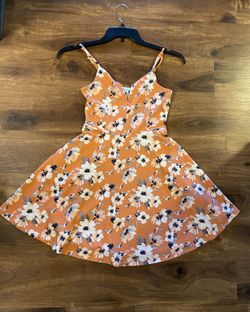 Brand New Woman’s Haute Monde brand Orange Floral Short Dress Up for Sale 