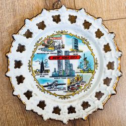 NYC Gold Trim Vintage Korean Decorative Plate 
