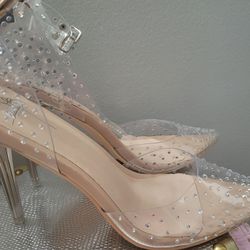 Gorgeous Clear Embellished heels 8.5