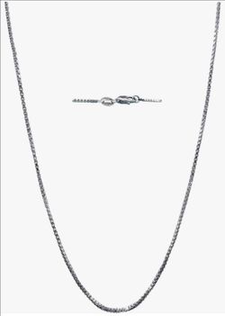 14K White Gold 1mm Solid Box Link Chain Necklace with Lobster Clasp - 20 inch