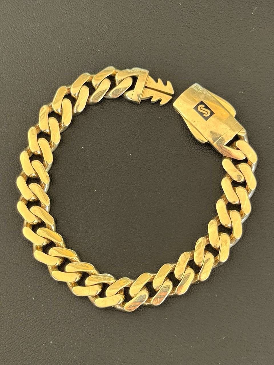 10k solid yellow gold Cuban Monaco bracelet hollow 7 inch