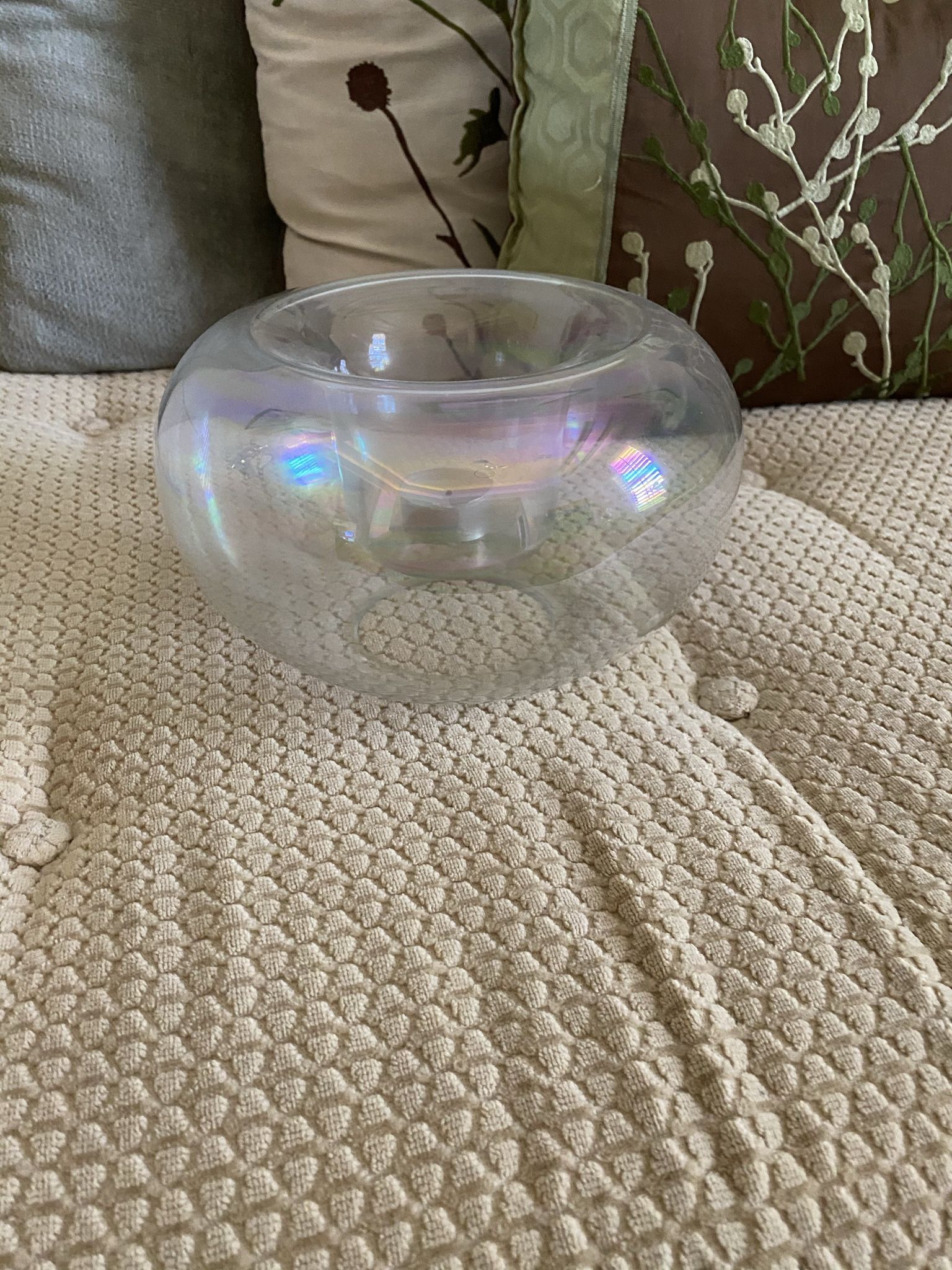 Unique Glass  Irredecence Candle Holder 
