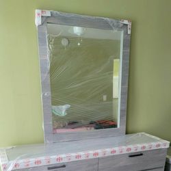 NEW 6 DRAWER DOUBLE DRESSER AND MIRROR 😊 AVAILABLE IN BLACK, WHITE OR GREY COLOR