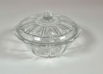 Clear Pressed Glass Covered Candy/Nut Dish