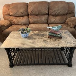  Coffee Table: Wrought Iron/Marble Top