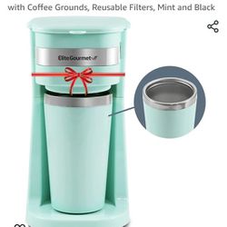 Elite Gourmet Personal Single-Serve Coffee Makers with 14Oz Stainless Steel Travel 