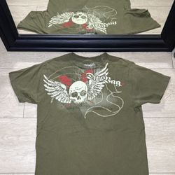 Y2K 2000s Kids / Youth Dirtbag Winged Skull Ed Hardy Style Shirt 