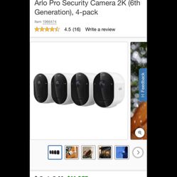 Arlo Pro Security Camera 2K (6th Generation), 4-pack