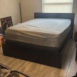 Queen sized bed, box spring and bed frame