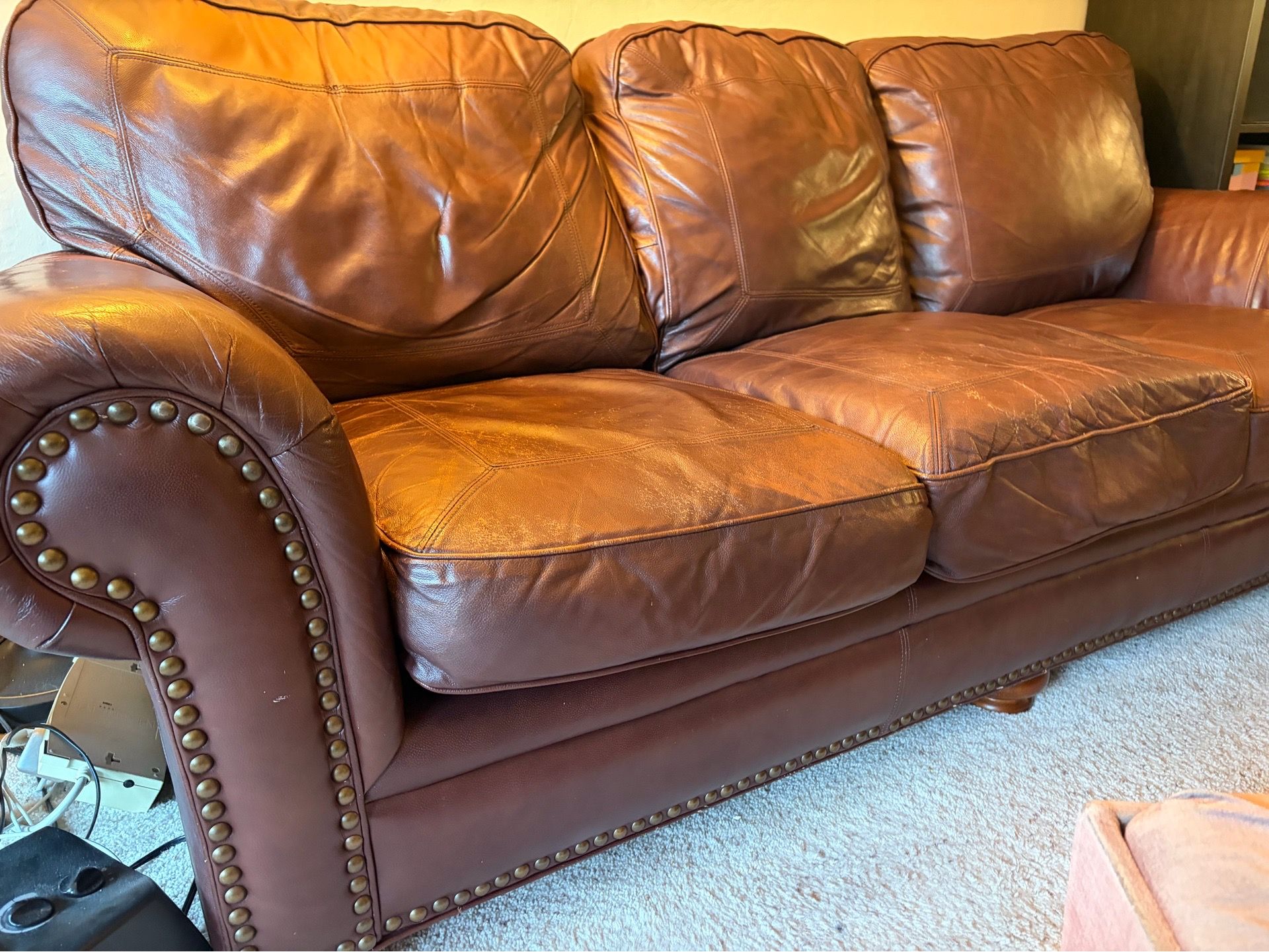 Leather 3 seats sofa
