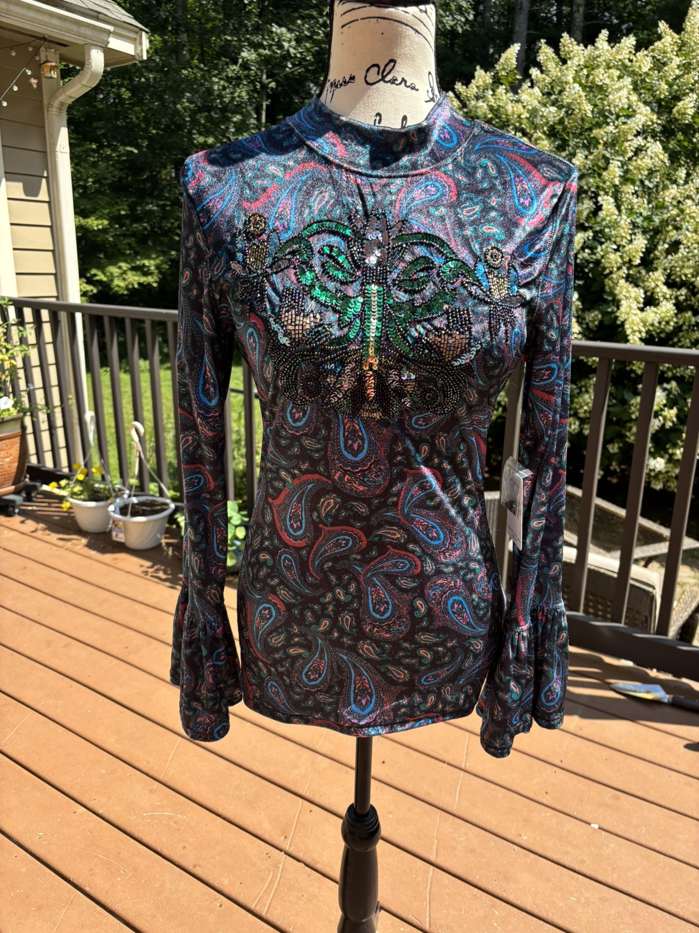 Free People Black Sequin Paisley Blows