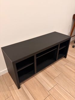 Black Wood TV Stand with Open Shelves