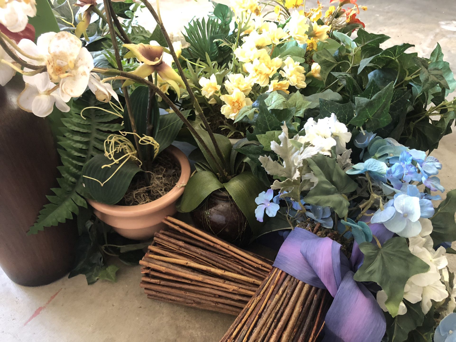 Artificial Flowers/Plants + Pots