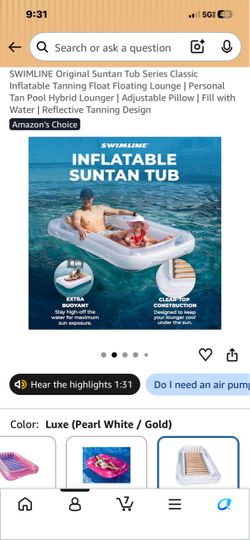 Swimline Inflatable Suntan Tub Pool Float