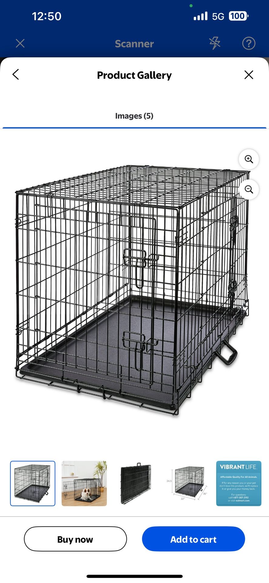 Vibrant Life Double Door Metal Wire Dog Crate with Leak-Proof Pan and Divider, 36 inch
