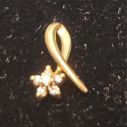 Vintage Petite 14kt YG Diamond Pendant Slide