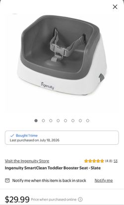 Ingenuity  smart clean toddler booster seat