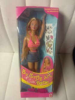 1998 Mattel Barbie Butterfly Art New In Box