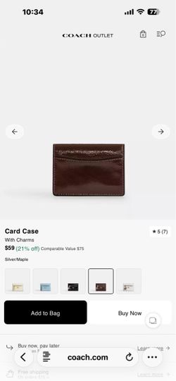 Coach Brand New card case in Maple