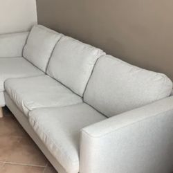 3-seat sofa with chaise longue, beige