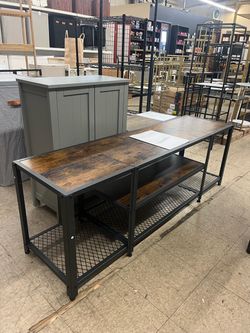 VASAGLE 3 Tier Modern TV Stand w/ Mesh Storage - Brown