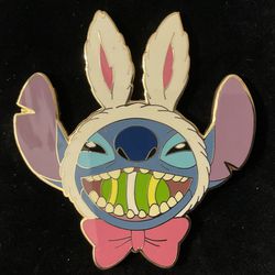 Disney Auctions Stitch Wearing Bunny Ears Jumbo Pin.