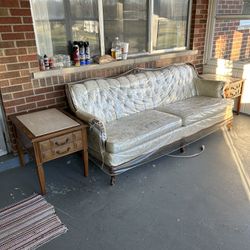 White Vintage Style Couch and Endtables