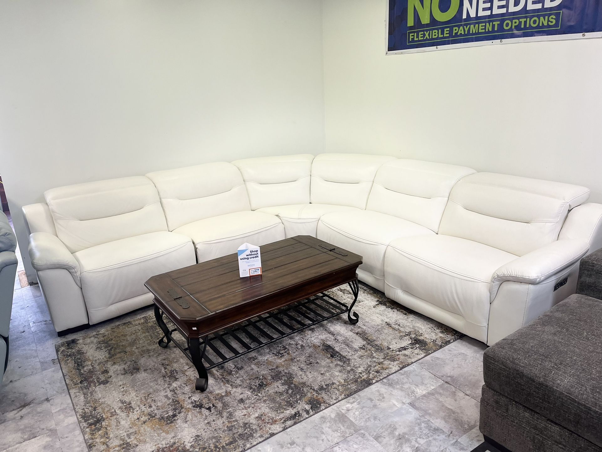 White Leather Sectional Dual Power Recliner - Modular Pieces 🔥 We Deliver & Finance 