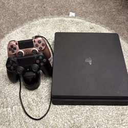 PS4 1TB Gaming Console with Controllers -Black & Rose Gold w/charging dock.