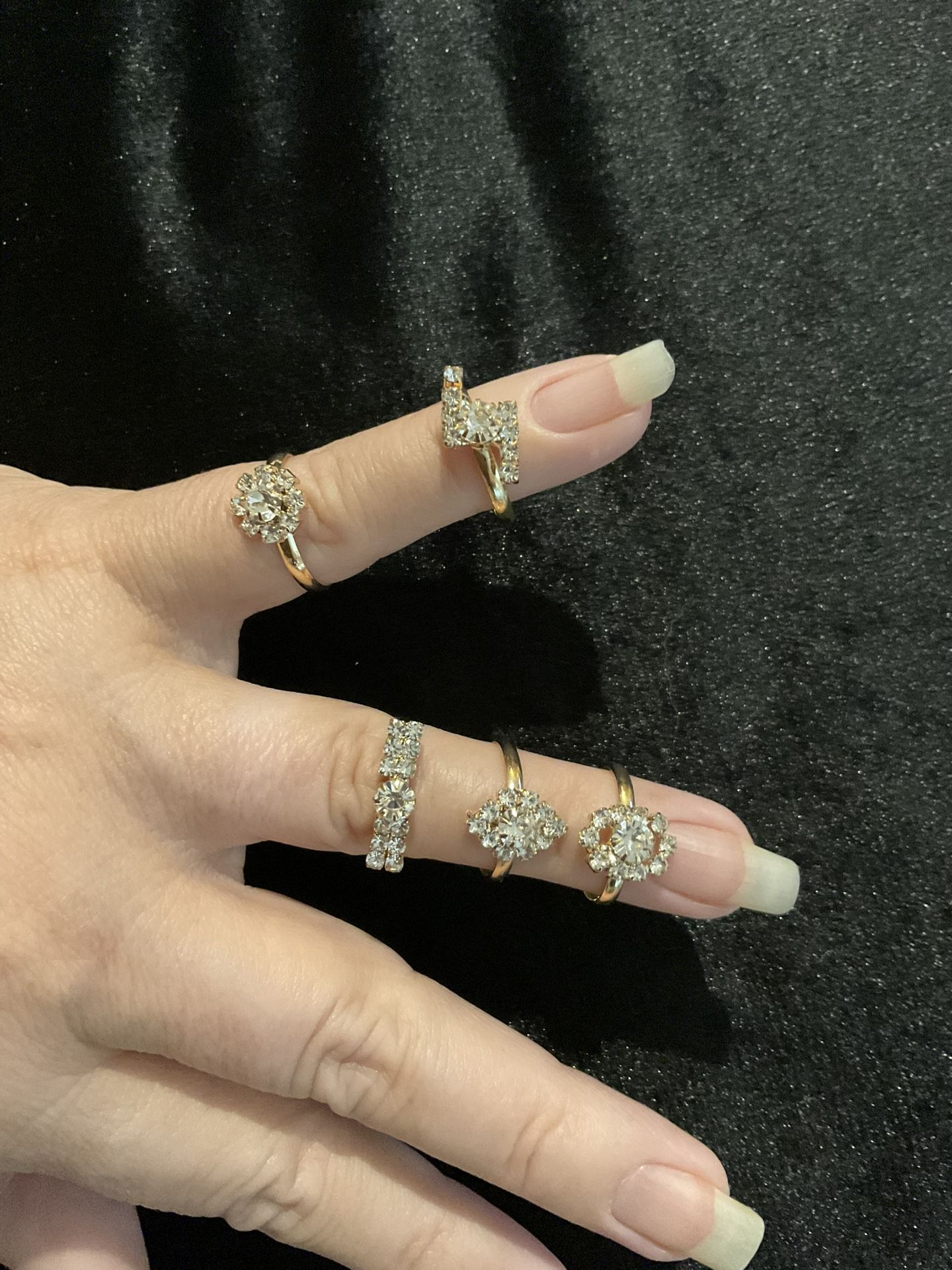 6 Beautiful Little Girl Kids Rings Adjustable